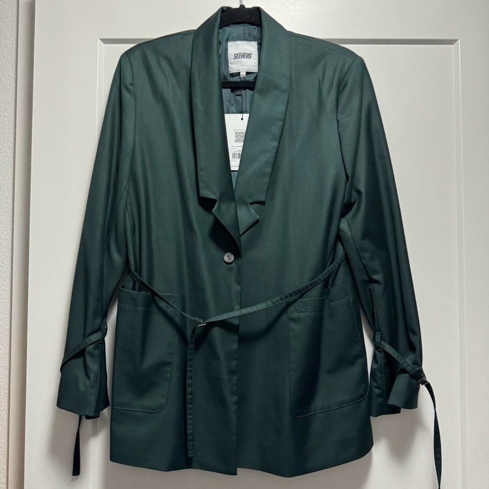 Sisters & Seekers Dark Green Tie-Sleeve Women's Blazer Size XL NWT